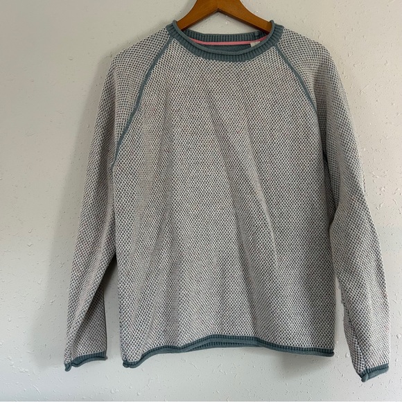 32 bar blues Other - 32 Bar Blues Cream Mint Green Pink Waffle Knit Crewneck Sweater Medium Winter